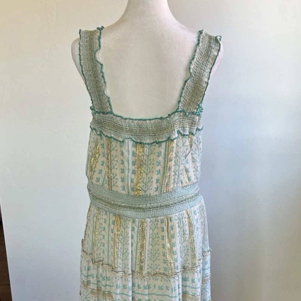 Soft Surroundings Aegean Tiered Maxi Dress Boho Metallic Size M Beachy NWOT - Picture 14 of 15
